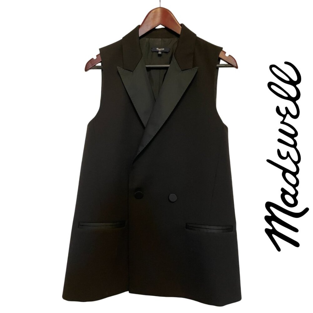 Madewell | Black sleeveless Blazer/Tuxedo Vest, Size M